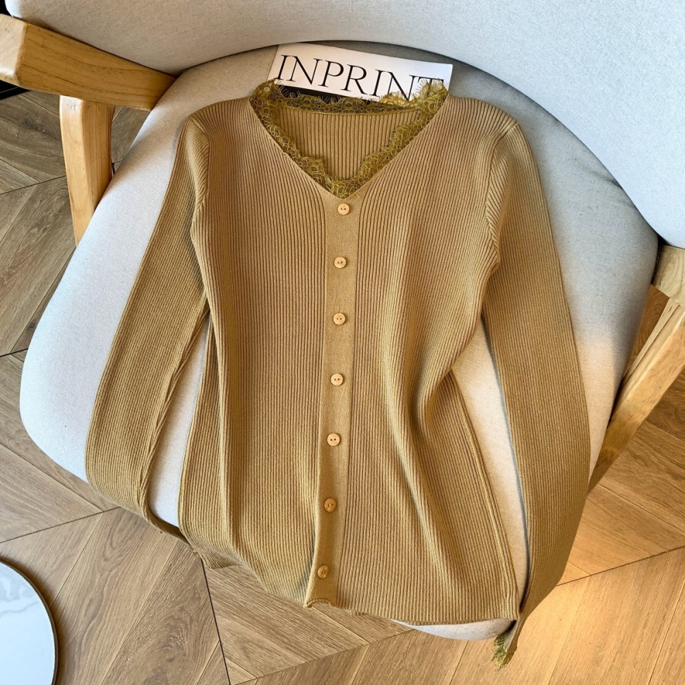 Unique tender lace sweater slim enticement splice tops