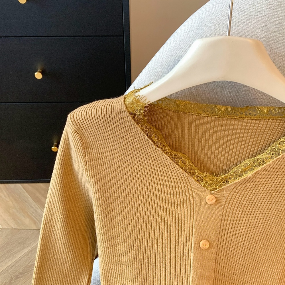 Unique tender lace sweater slim enticement splice tops