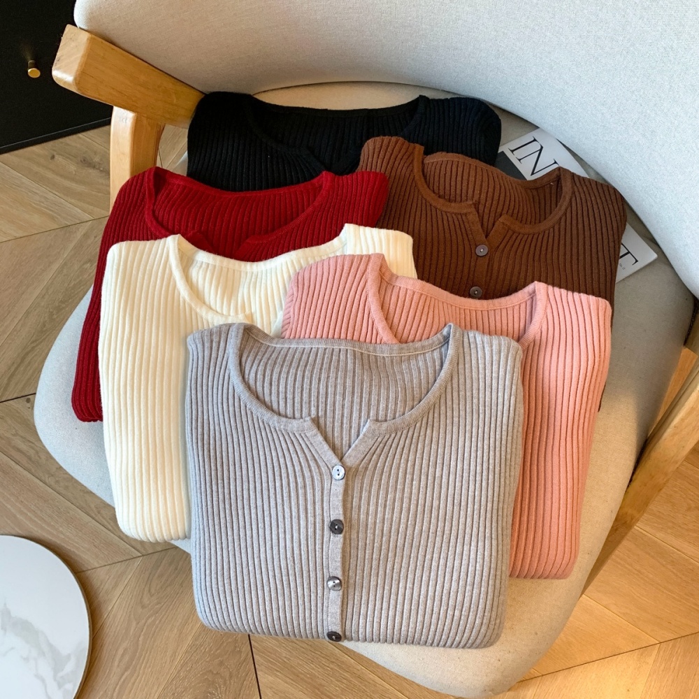 Slim tops Korean style bottoming shirt for women