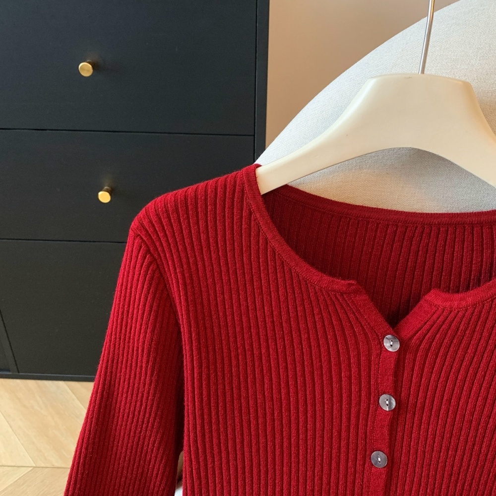 Slim tops Korean style bottoming shirt for women