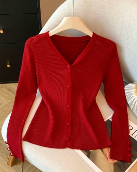Slim Western style bottoming shirt knitted tops for women