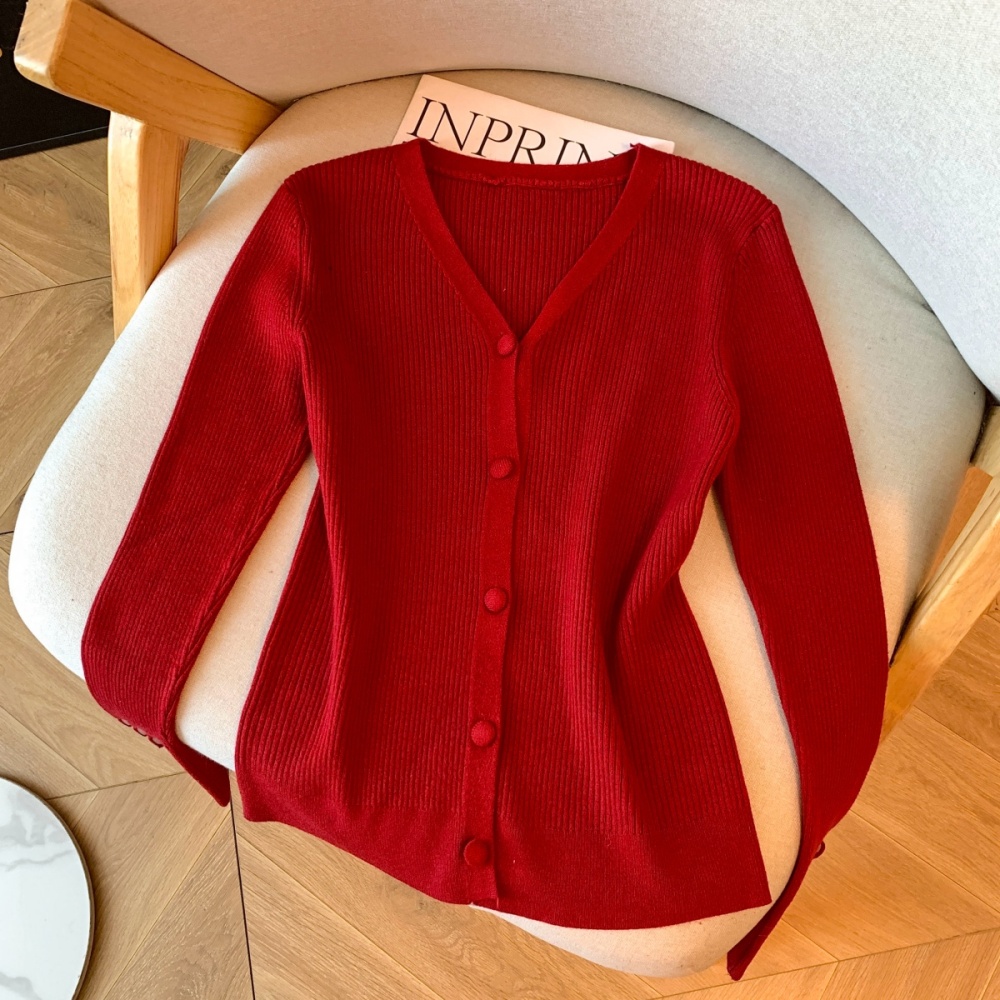 Slim Western style bottoming shirt knitted tops for women