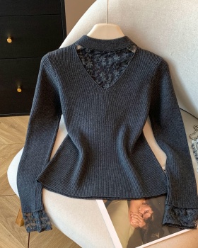Long sleeve halter sweater inside the ride hollow tops