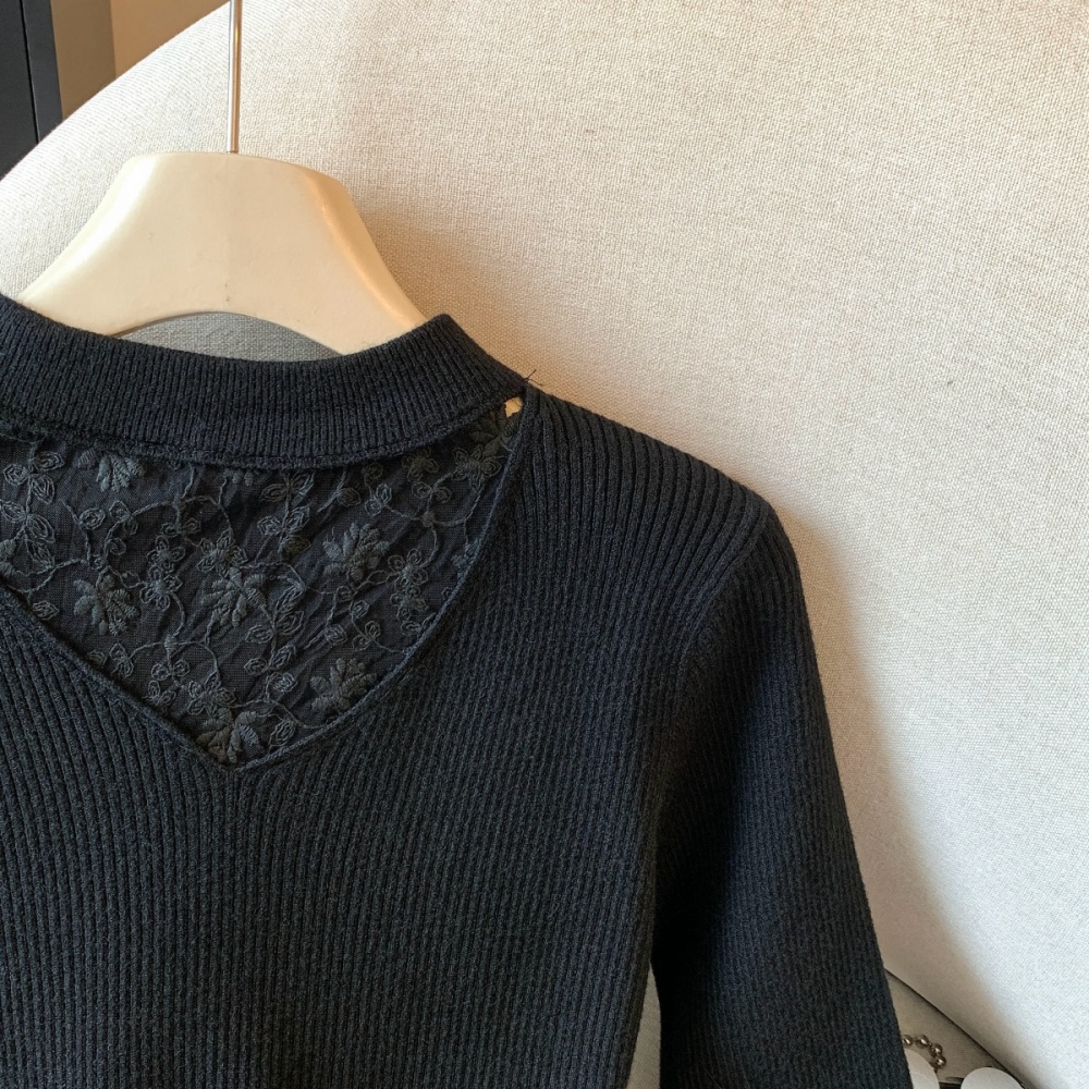 Long sleeve halter sweater inside the ride hollow tops