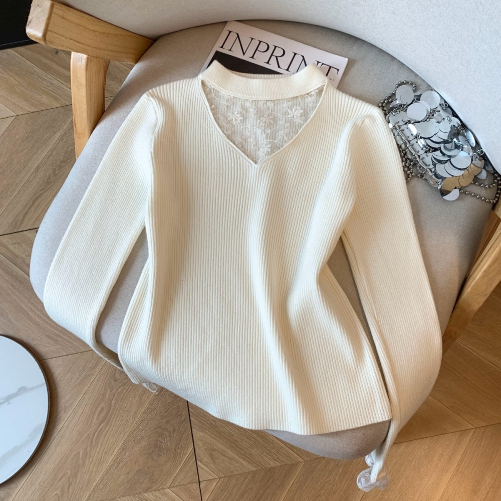 Long sleeve halter sweater inside the ride hollow tops