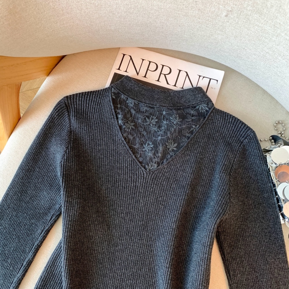 Long sleeve halter sweater inside the ride hollow tops