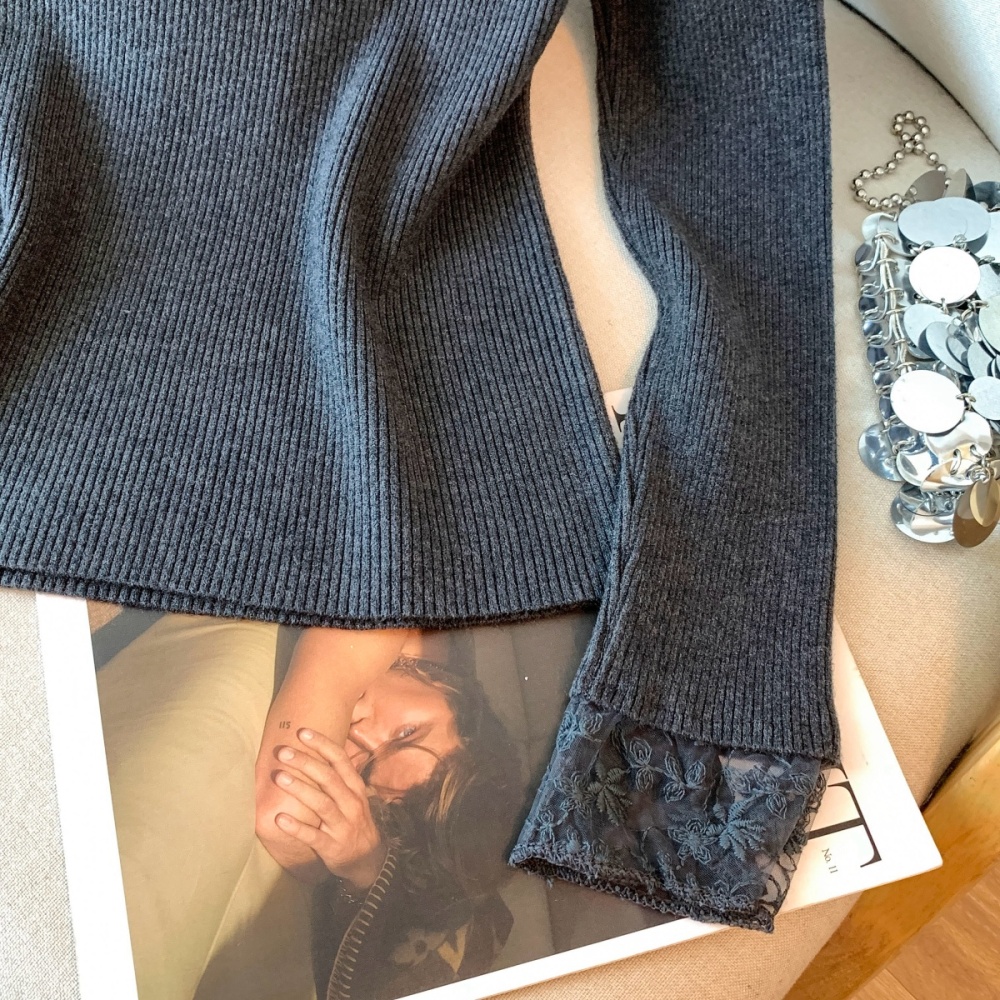 Long sleeve halter sweater inside the ride hollow tops