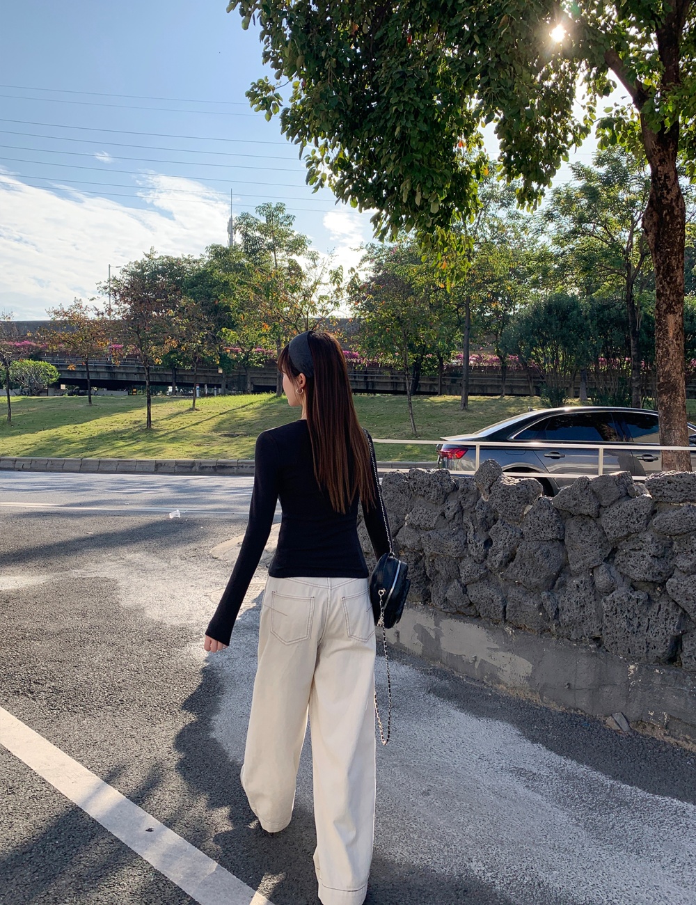 V-neck thick bottoming shirt long sleeve slim T-shirt