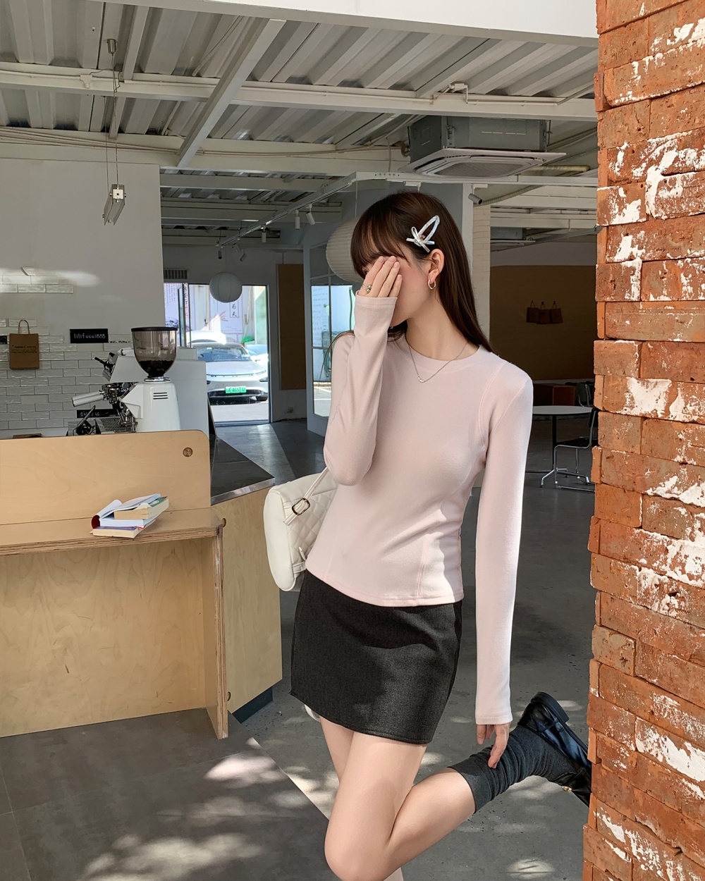 Autumn and winter sueding tops long sleeve T-shirt