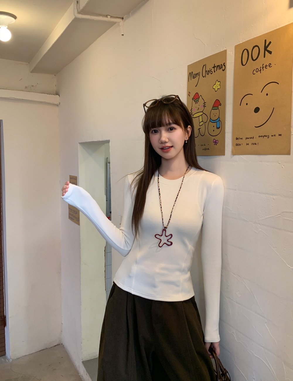 Autumn and winter sueding tops long sleeve T-shirt