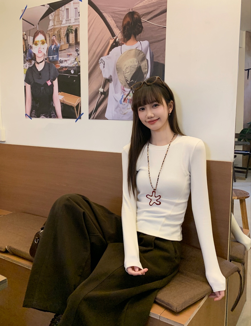 Autumn and winter sueding tops long sleeve T-shirt