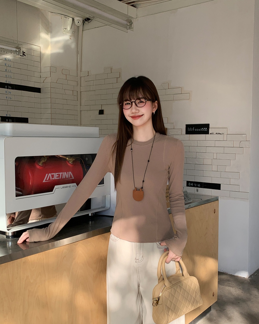 Autumn and winter sueding tops long sleeve T-shirt