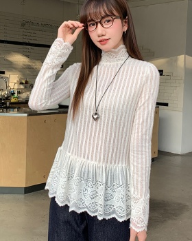 Autumn and winter half high collar T-shirt for women