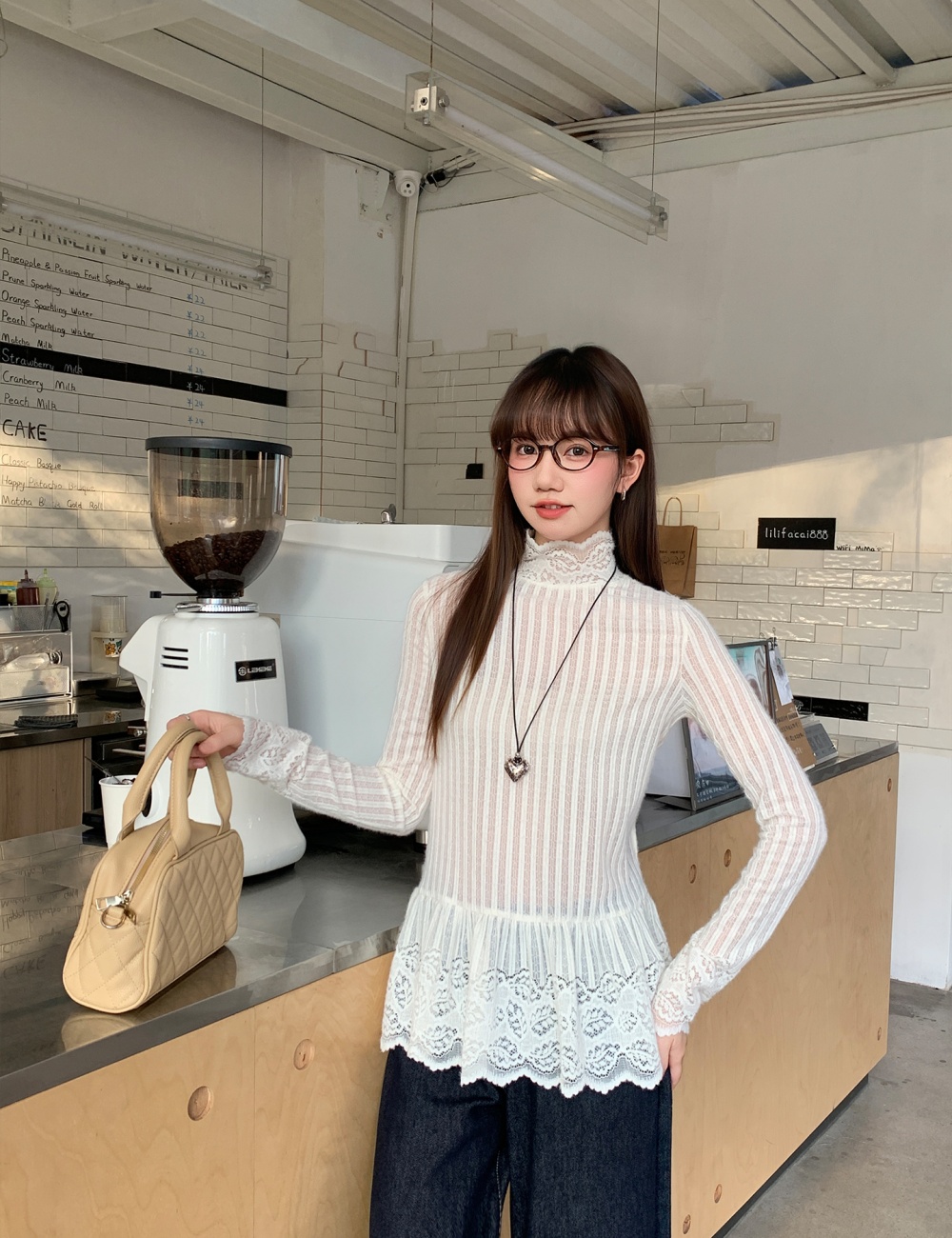 Autumn and winter half high collar T-shirt for women