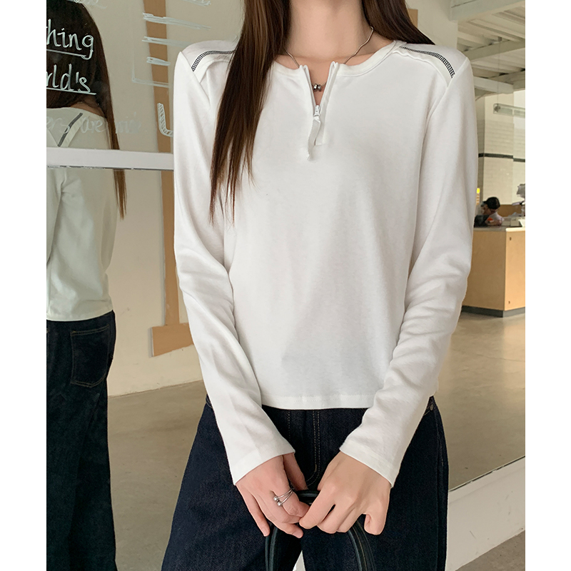 Long sleeve white bottoming shirt temperament T-shirt for women