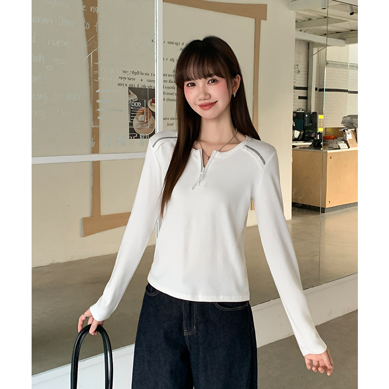 Long sleeve white bottoming shirt temperament T-shirt for women