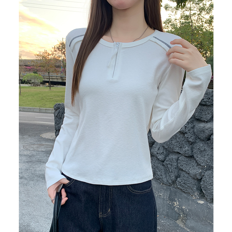 Long sleeve white bottoming shirt temperament T-shirt for women