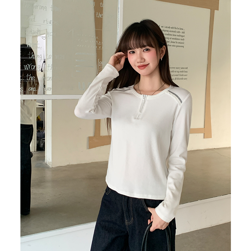 Long sleeve white bottoming shirt temperament T-shirt for women