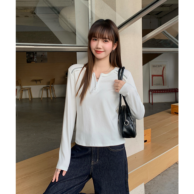 Long sleeve white bottoming shirt temperament T-shirt for women