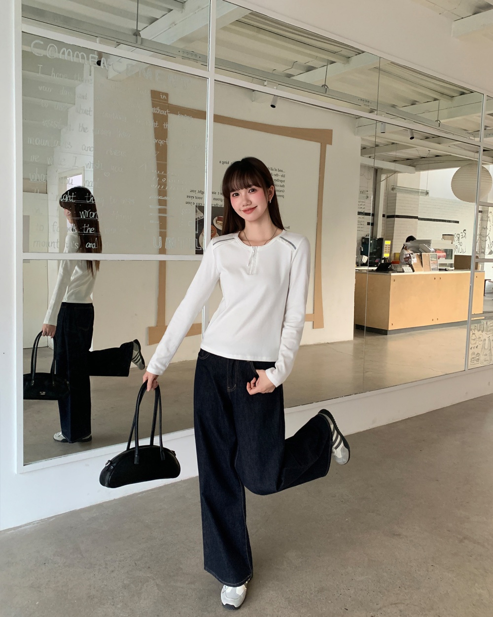 Long sleeve white bottoming shirt temperament T-shirt for women