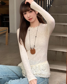 Apricot irregular T-shirt slim tops for women