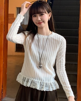 Lace T-shirt inside the ride bottoming shirt for women