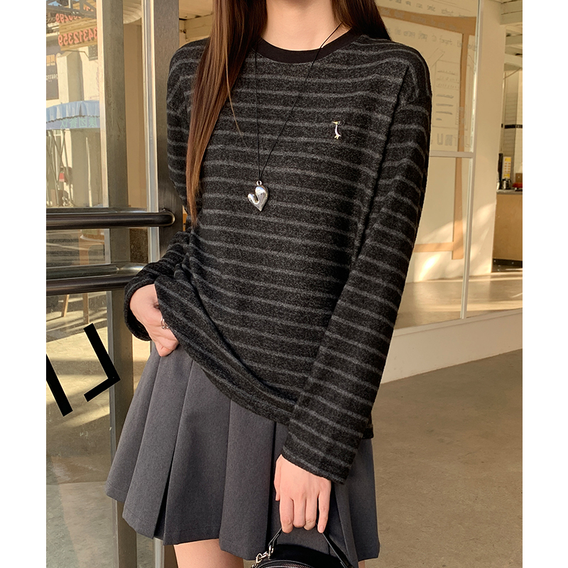 Niche raglan sleeve T-shirt retro tops for women