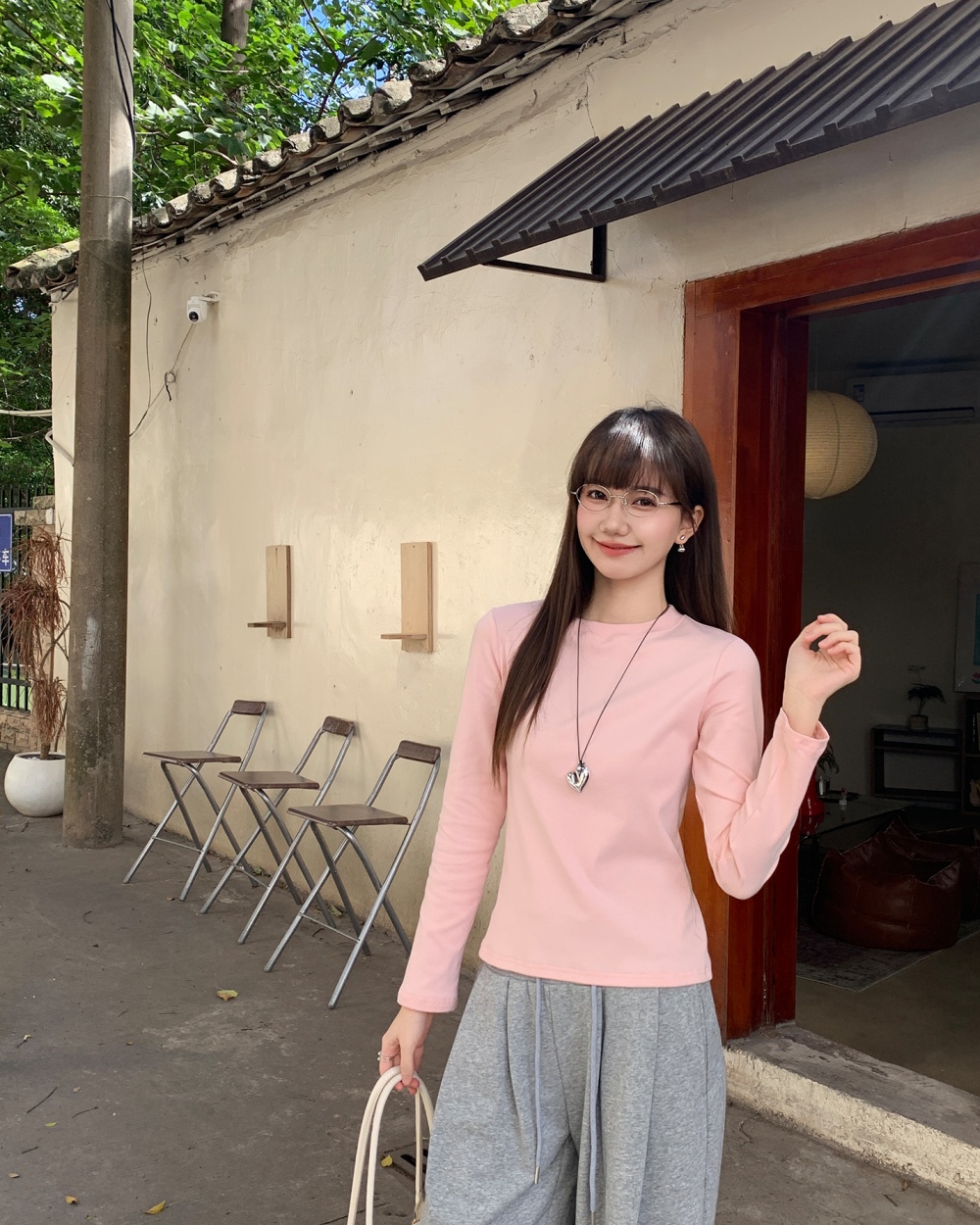 Pure Casual bottoming shirt simple basis tops for women