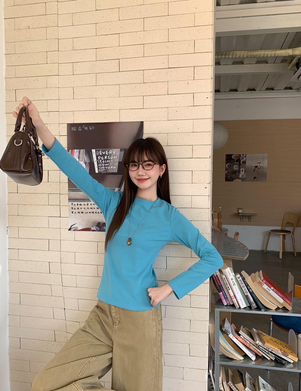 Pure Casual bottoming shirt simple basis tops for women