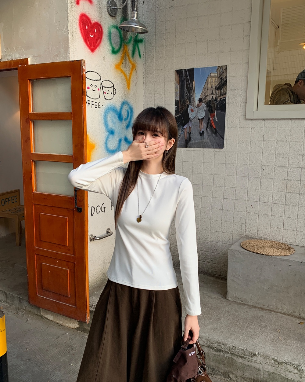 Pure Casual bottoming shirt simple basis tops for women