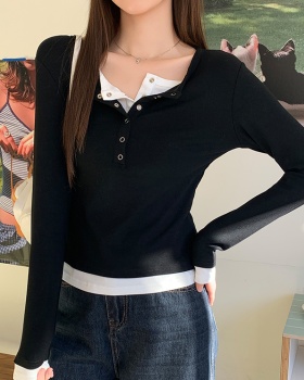 Black bottoming shirt autumn and winter T-shirt for women