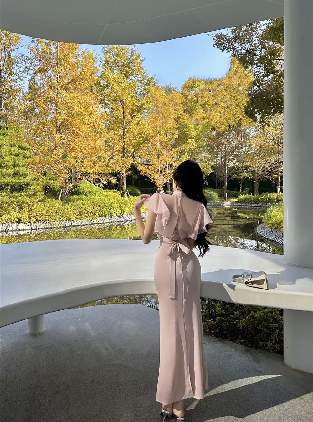 Temperament smock strap dress 2pcs set