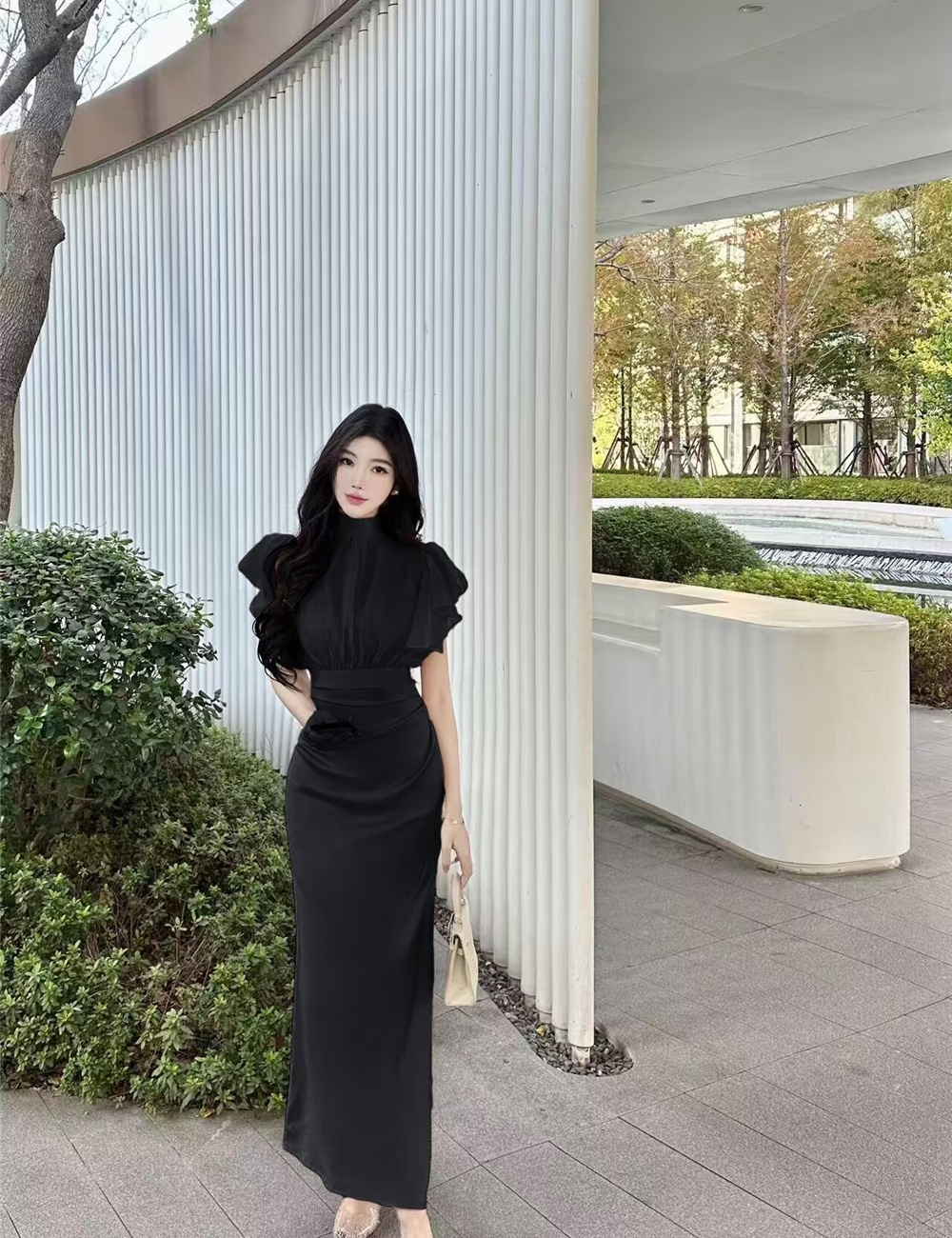 Temperament smock strap dress 2pcs set