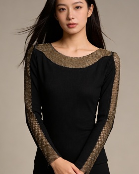 Sueding horizontal collar tops light luxury small shirt