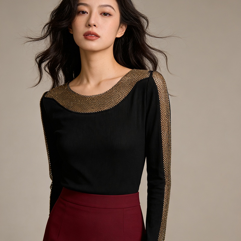 Sueding horizontal collar tops light luxury small shirt