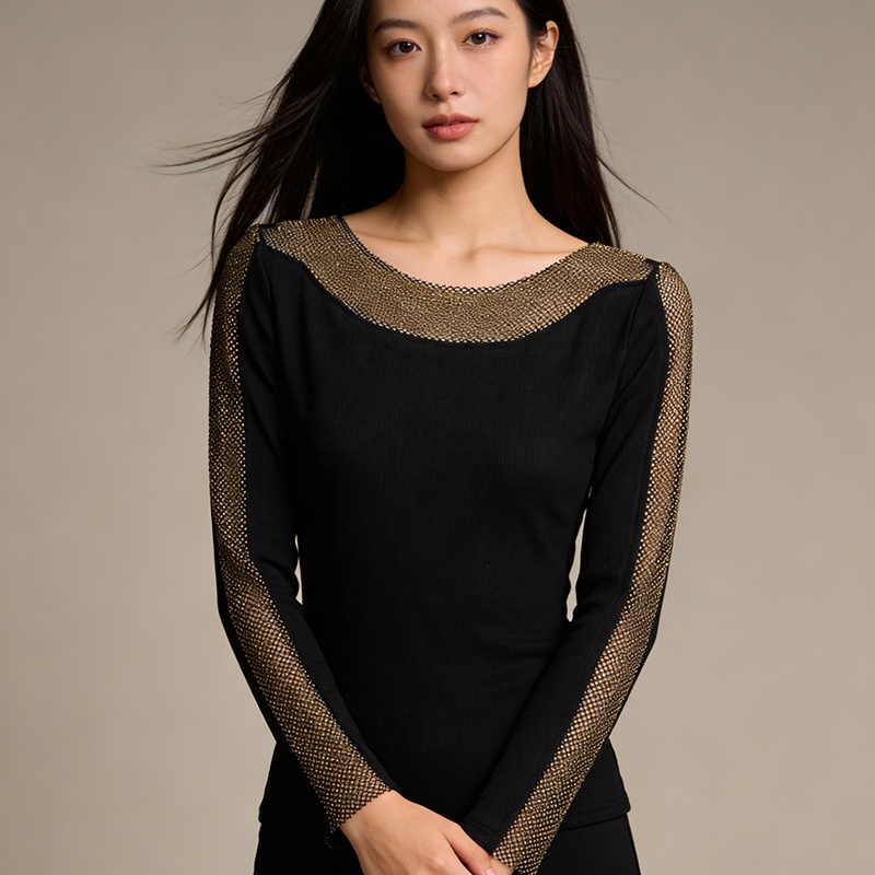 Sueding horizontal collar tops light luxury small shirt