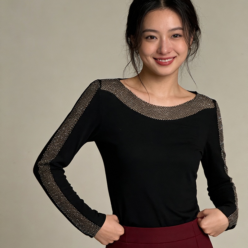 Sueding horizontal collar tops light luxury small shirt