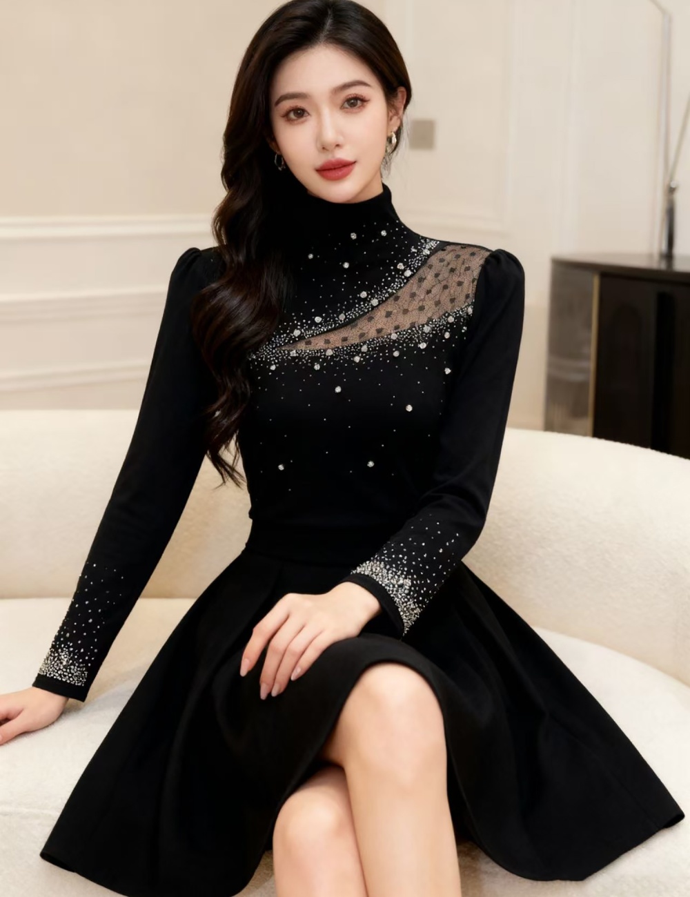 Long sleeve sueding rhinestone small shirt for women