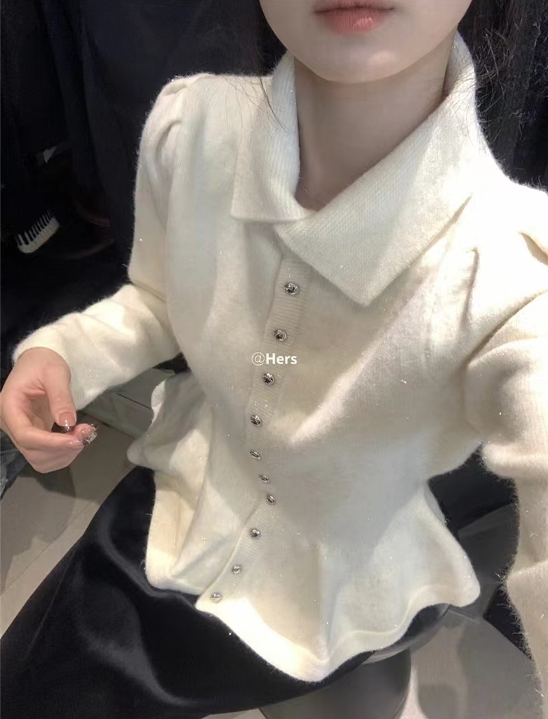 Simple pinched waist thermal winter retro sweater