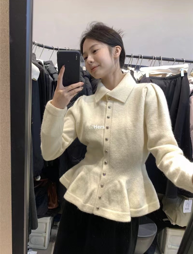 Simple pinched waist thermal winter retro sweater