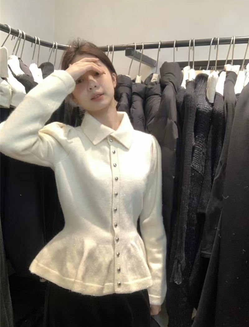 Simple pinched waist thermal winter retro sweater