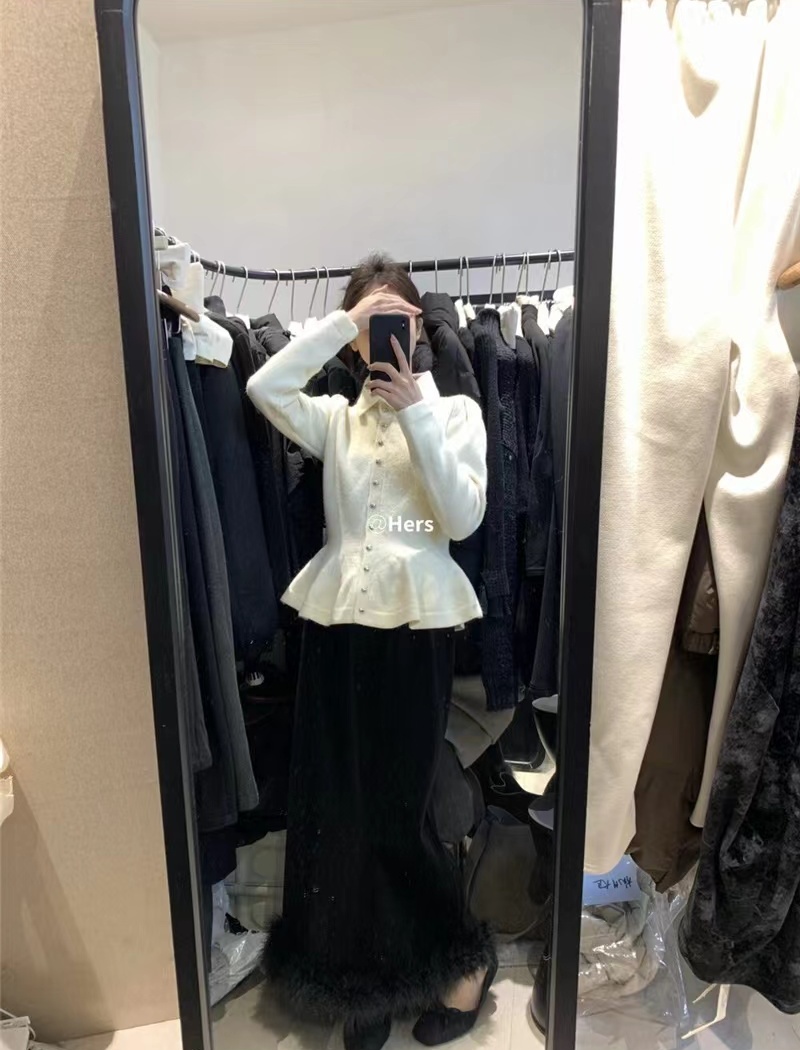 Simple pinched waist thermal winter retro sweater