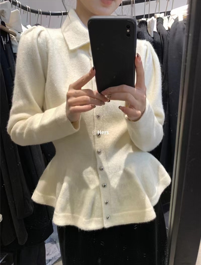 Simple pinched waist thermal winter retro sweater