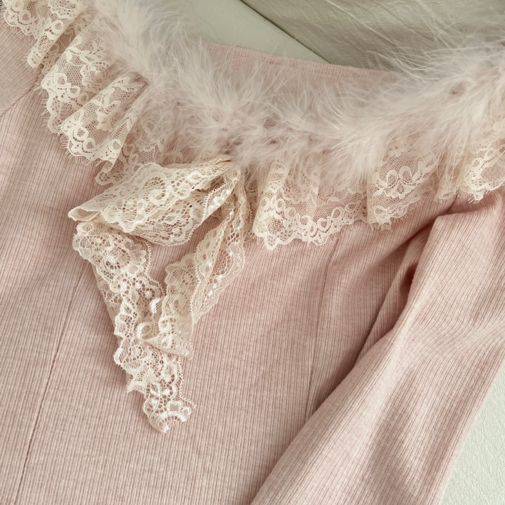 Slim temperament knitted lace dress