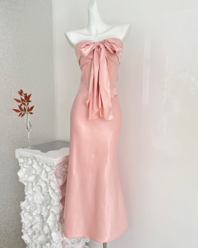 Lace bow high waist mermaid short skirt 2pcs set