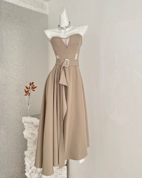 Pinched waist hollow winter temperament dress