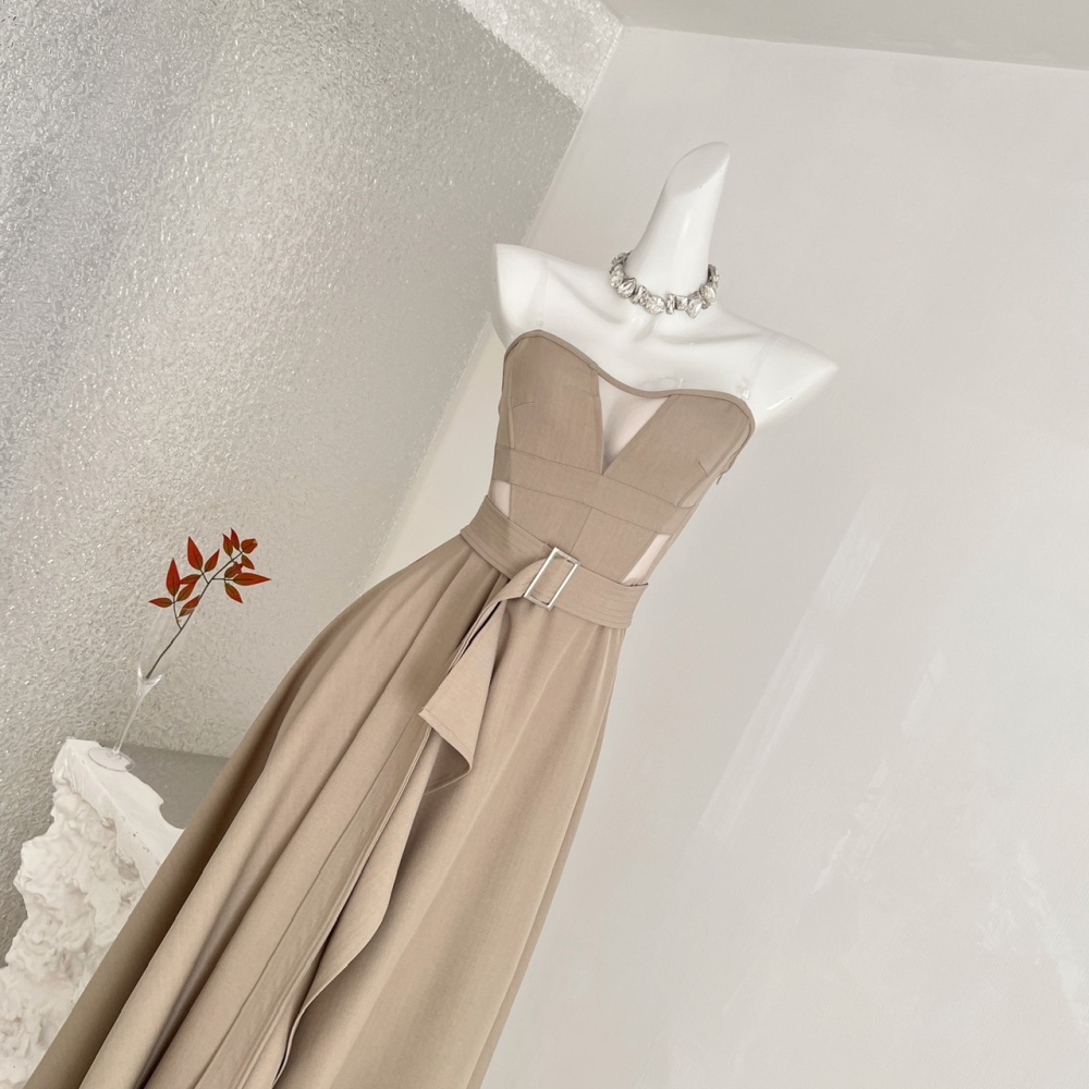 Pinched waist hollow winter temperament dress