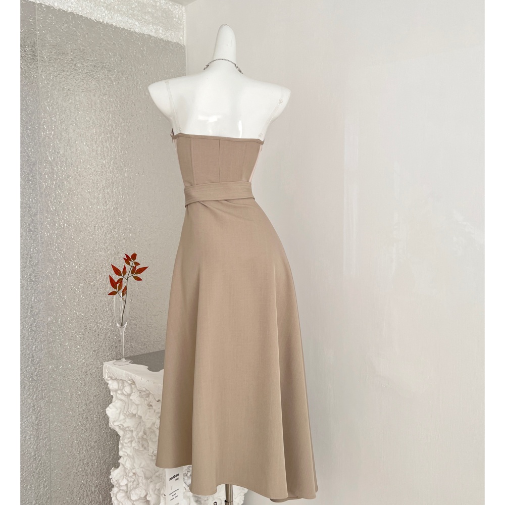 Pinched waist hollow winter temperament dress