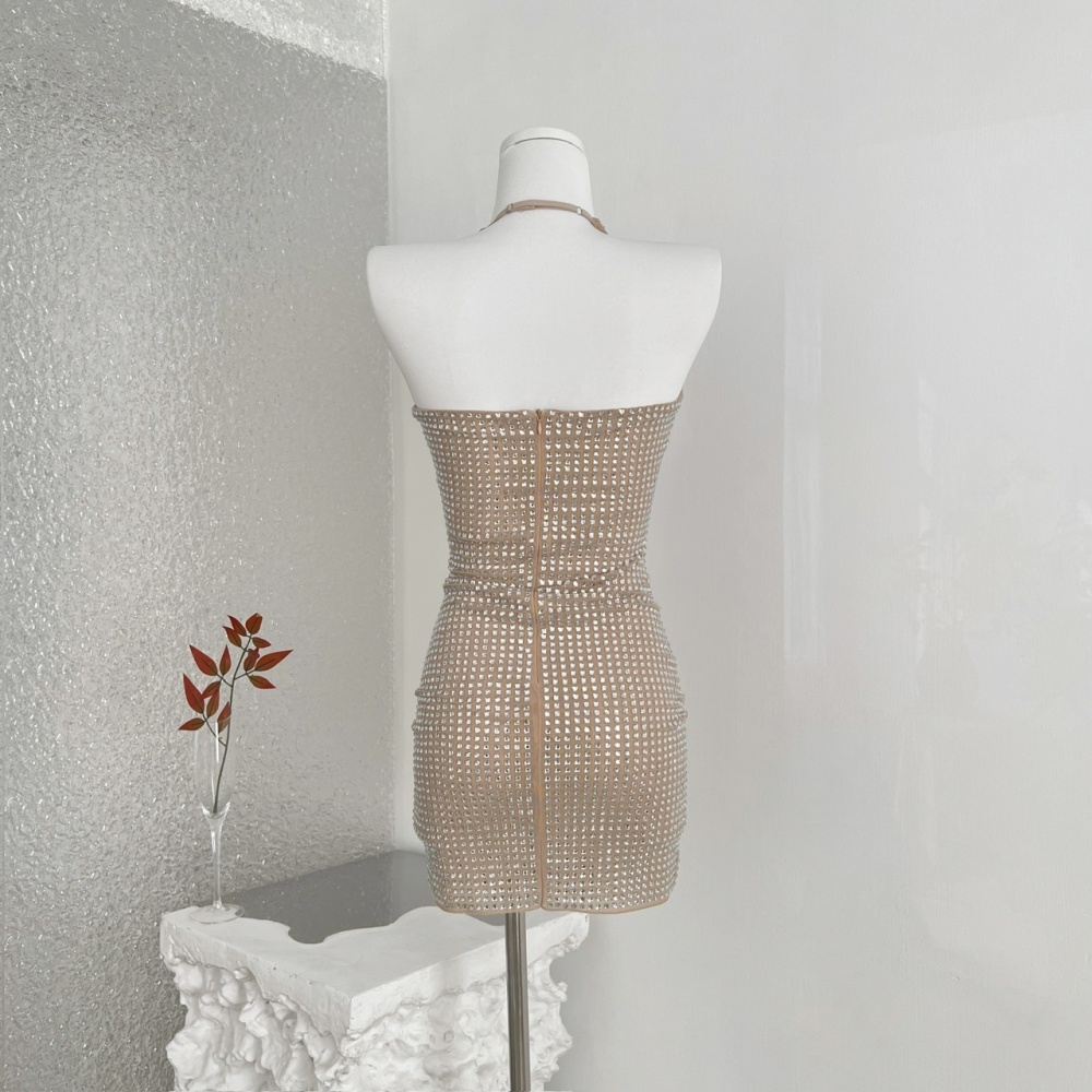 Spicegirl slim sexy dress nightclub halter rhinestone T-back