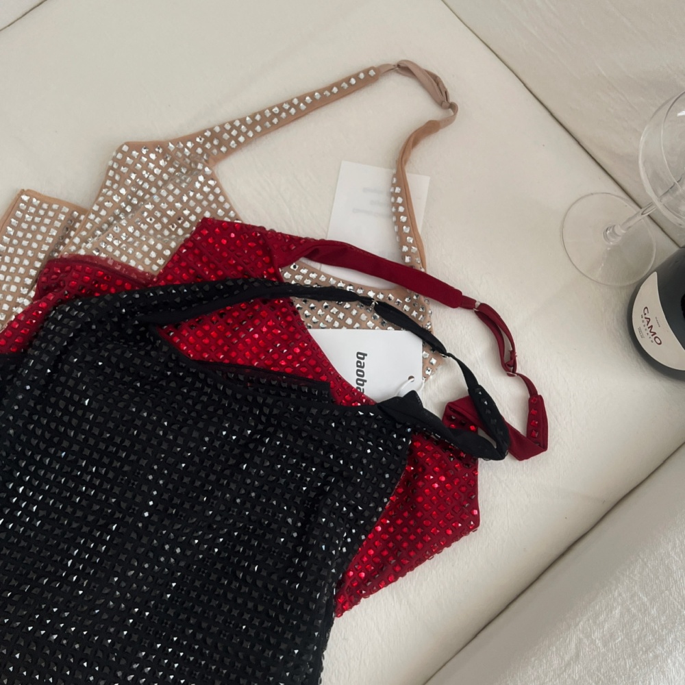 Spicegirl slim sexy dress nightclub halter rhinestone T-back